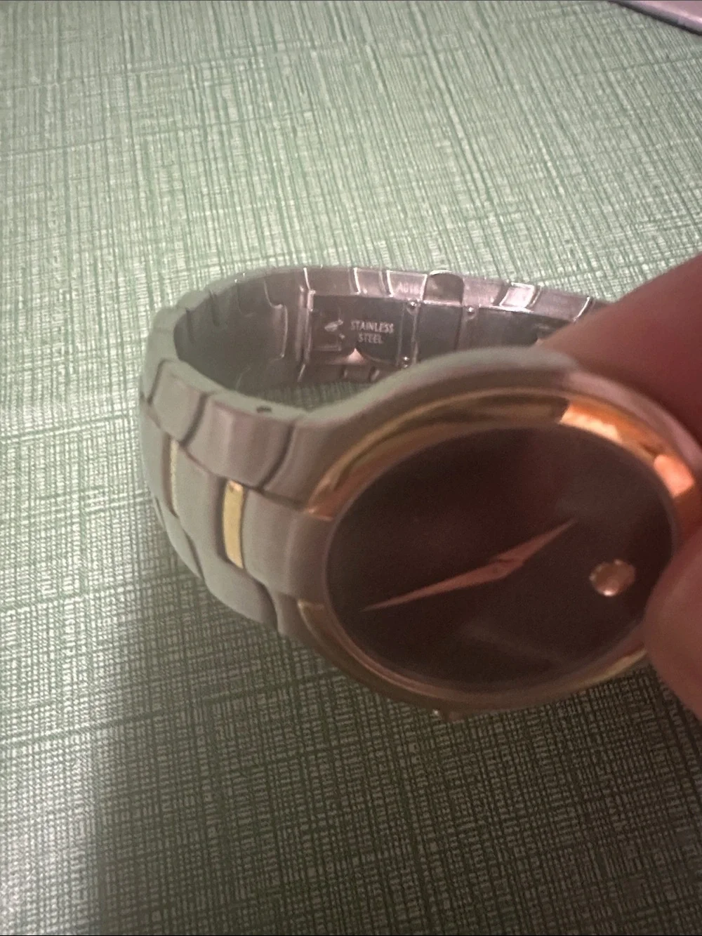 Movado Black Dial Silver Portico Watch